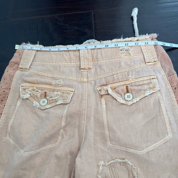 Free People Distressed Patchwork Shorts | Boho Festival Lace Frayed Hem XS - Picture 7 of 9